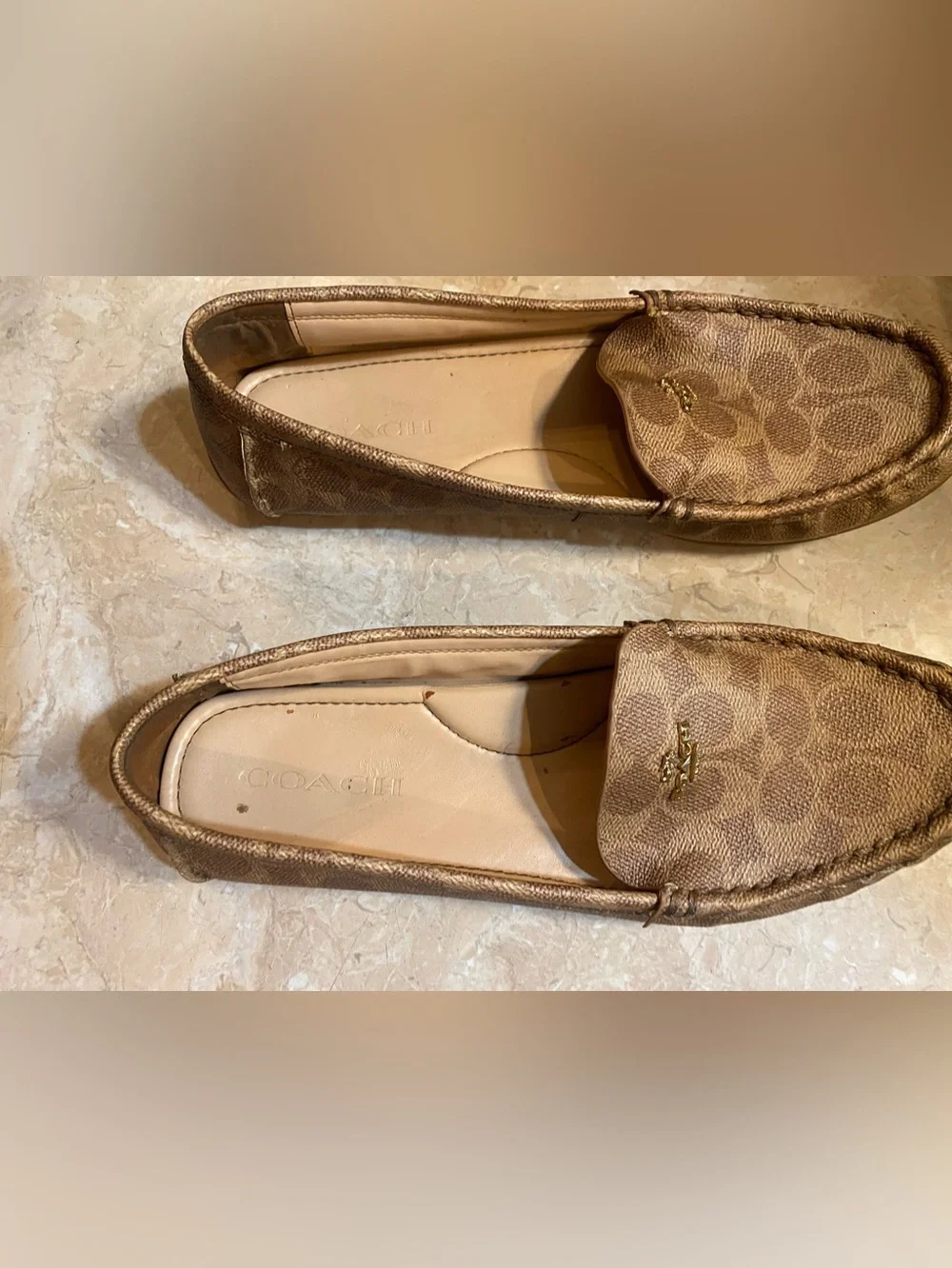 Coach Brown Signature Leather Slip-On Loafers - Picture 6 of 8
